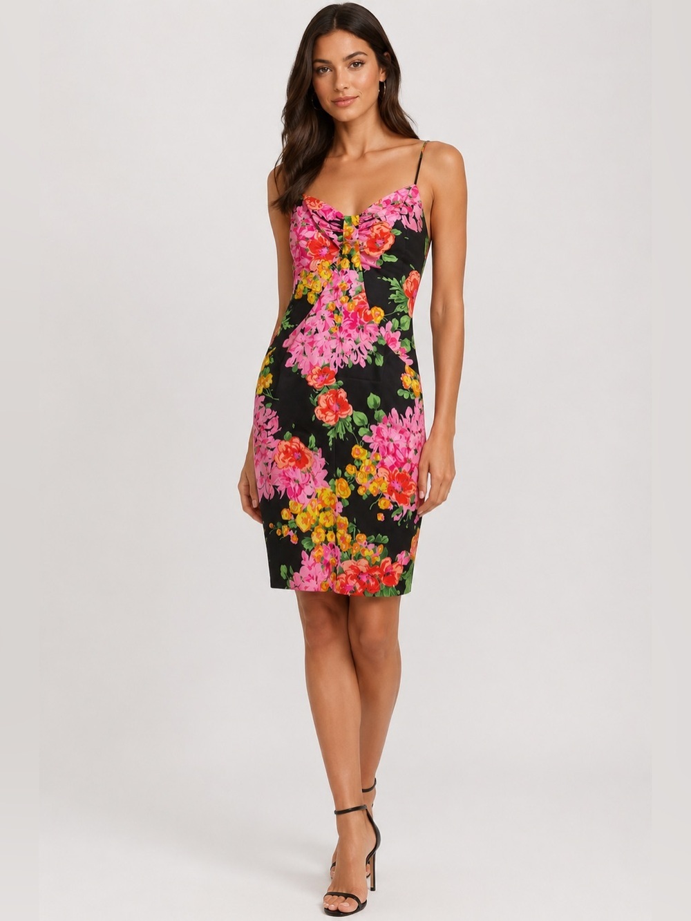 David Meister floral silk cocktail mini dress , sz : 2